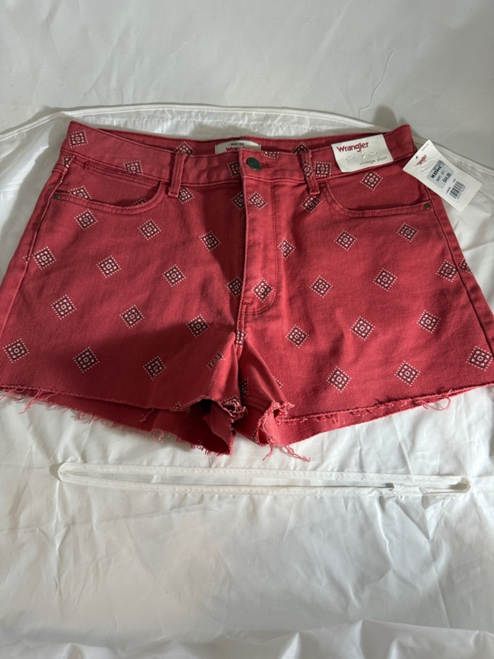 Wrangler Women’s Red Bandana-Print Cutoff Denim Shorts